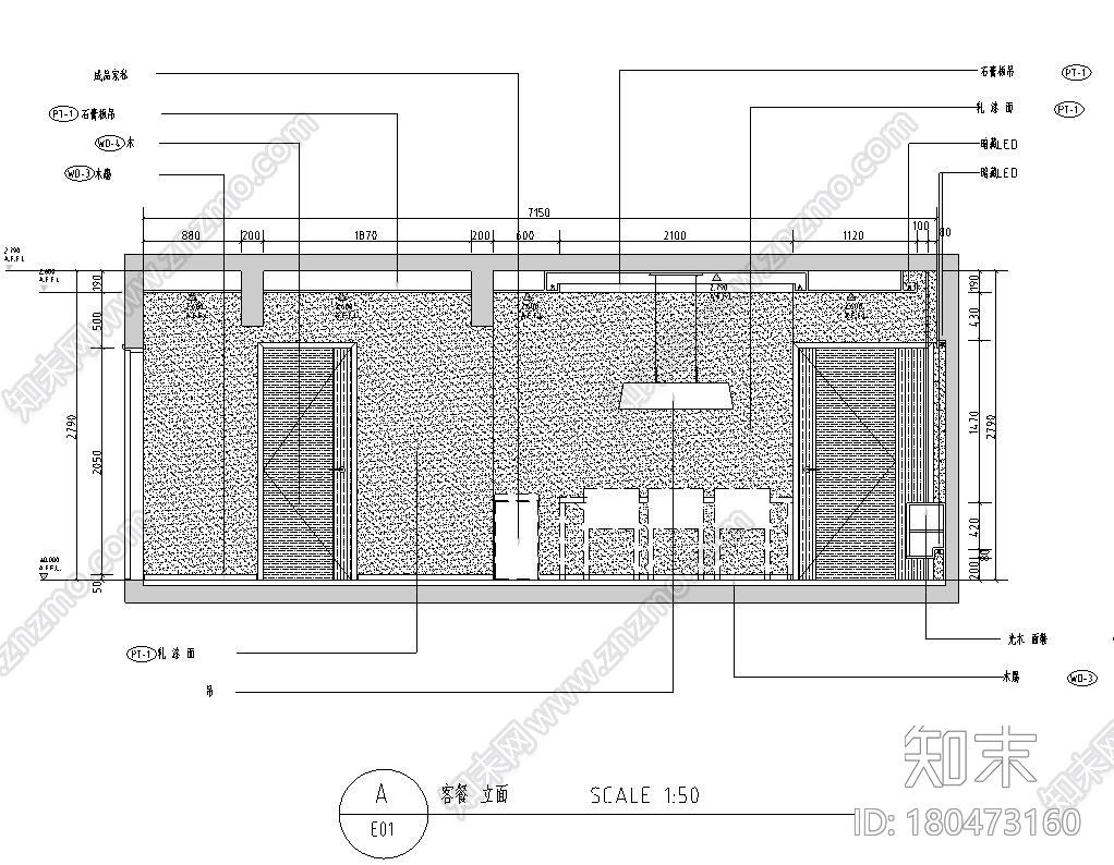 简约风格三室改二室住宅装修施工图设计施工图下载【ID:180473160】