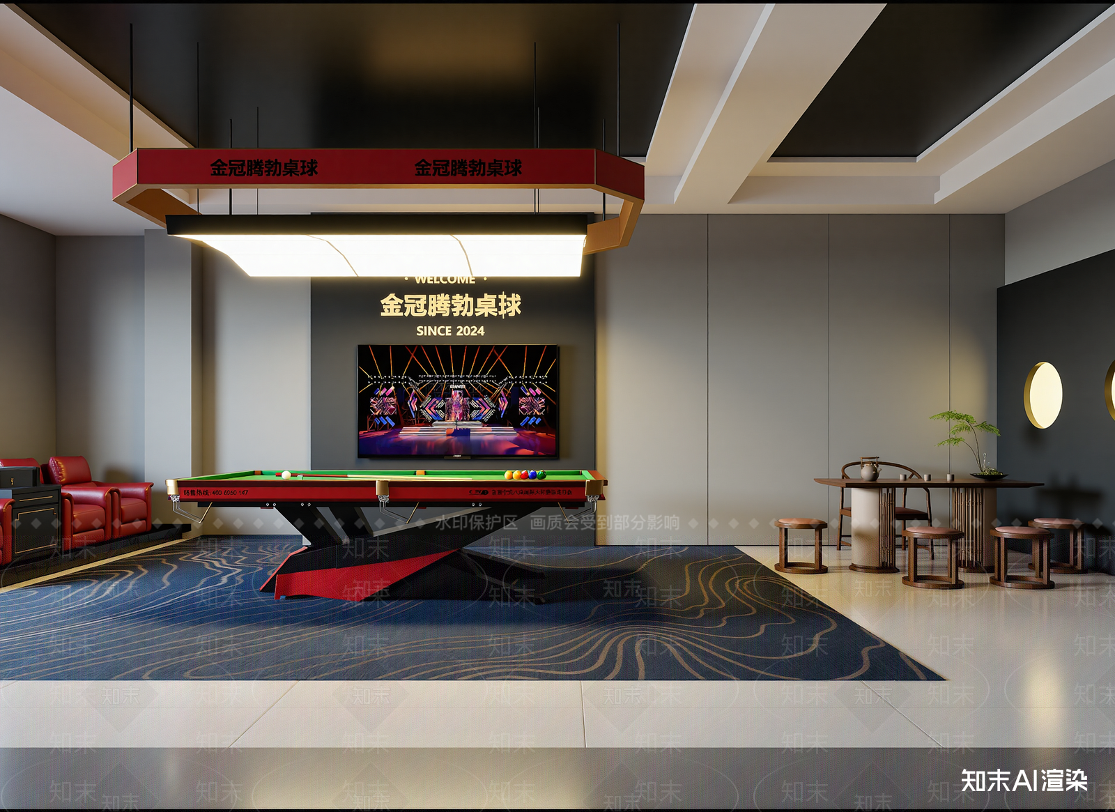 现代台球室3D模型下载【ID:1215173563】