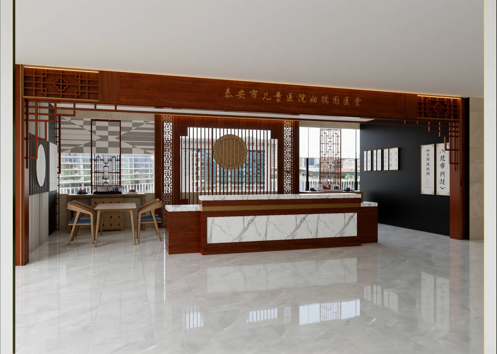 新中式医院大厅3D模型下载【ID:1215113420】