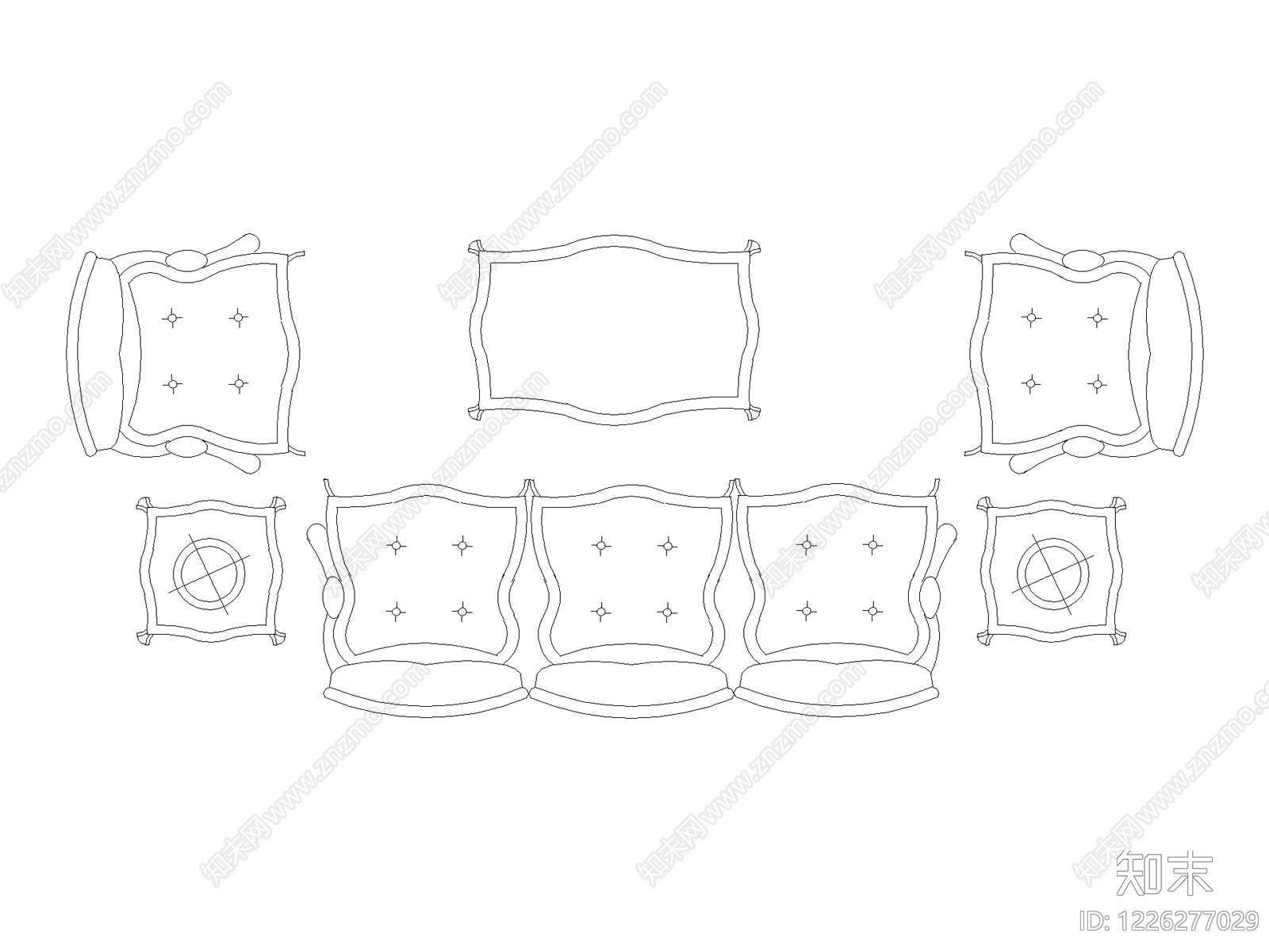 沙发cad施工图下载【ID:1226277029】
