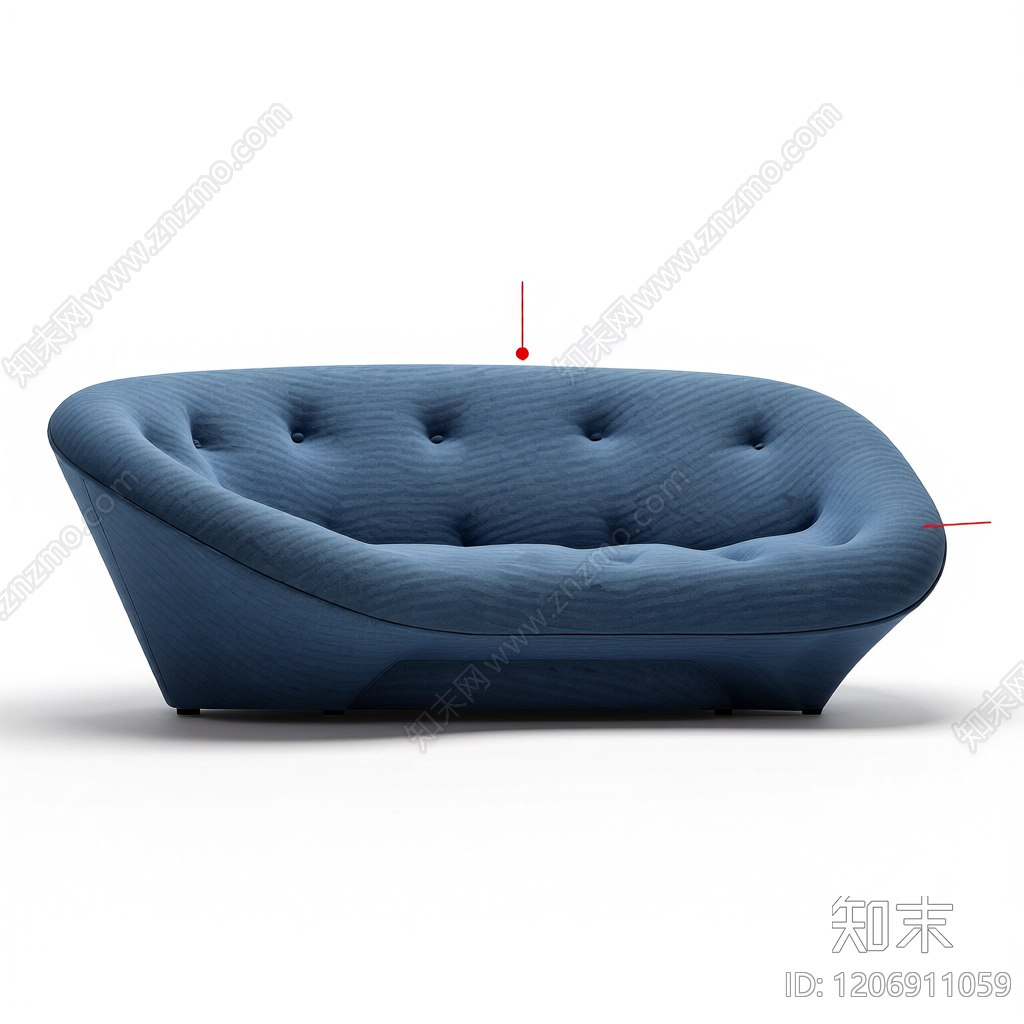 蓝色布艺沙发3D模型下载【ID:1206911059】