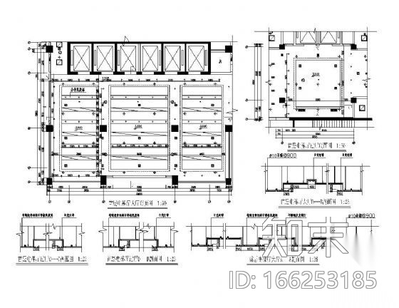 电梯厅吊顶详图cad施工图下载【ID:166253185】