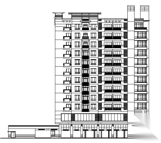 某十一层商住楼建筑方案图cad施工图下载【ID:166076142】