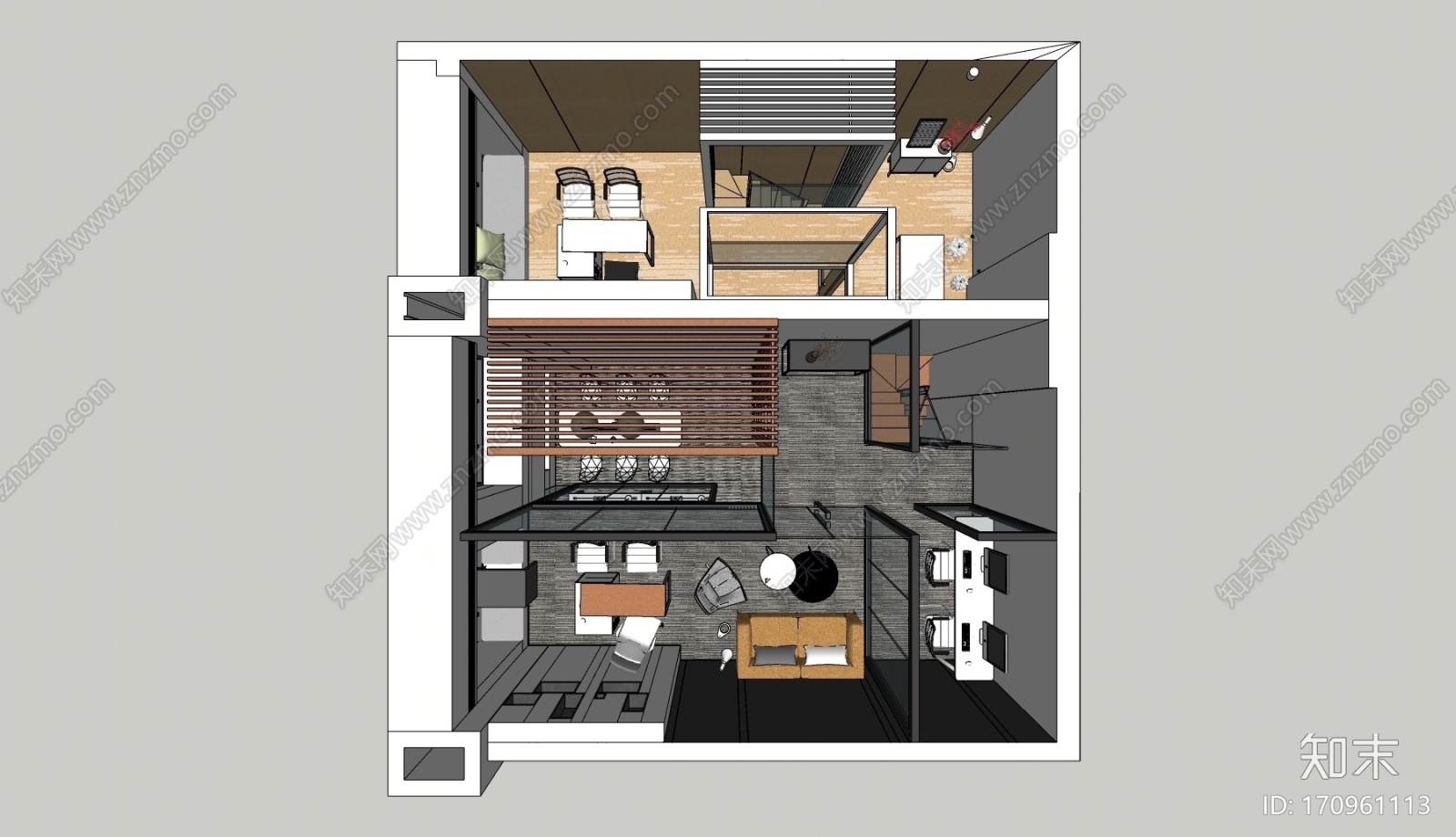 loft办公室SU模型下载【ID:170961113】