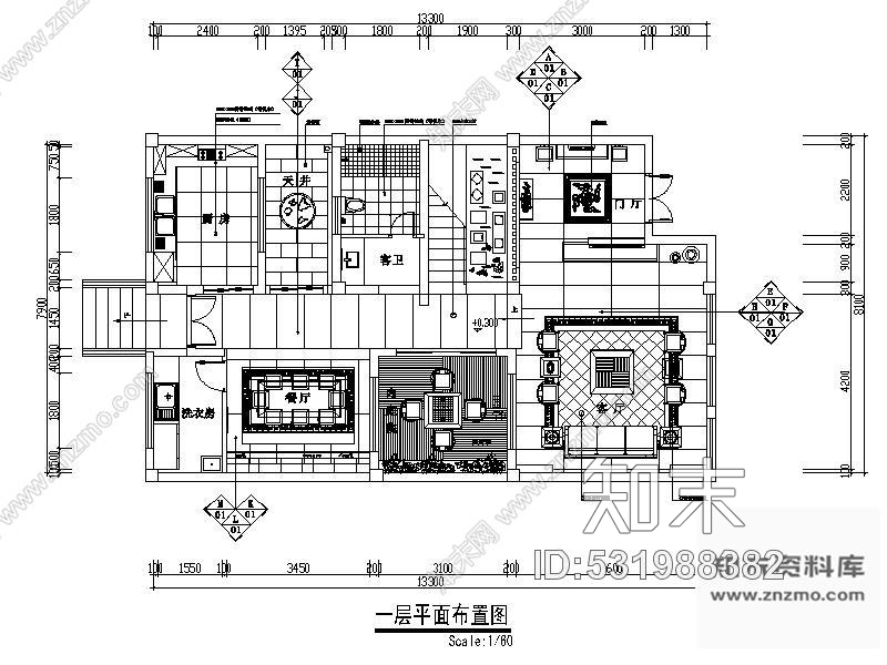 施工图某新中式三层别墅室内装修图含效果cad施工图下载【ID:531988382】