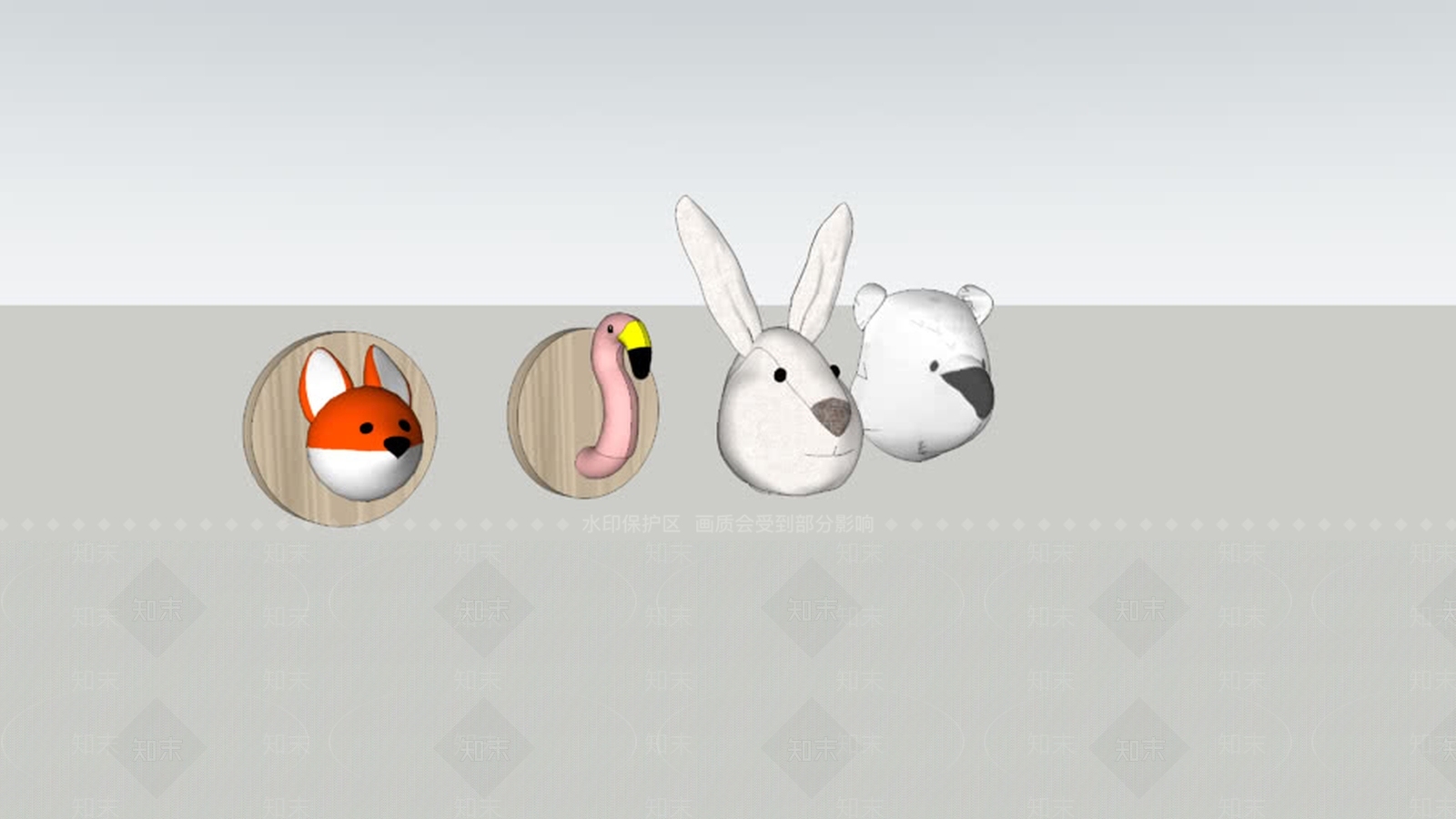 毛绒动物的头SU模型下载【ID:1162489946】