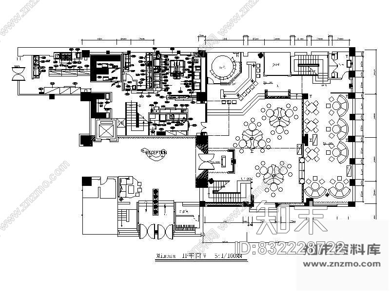 上海某Mimosa晚餐厅平面图施工图下载【ID:832228722】