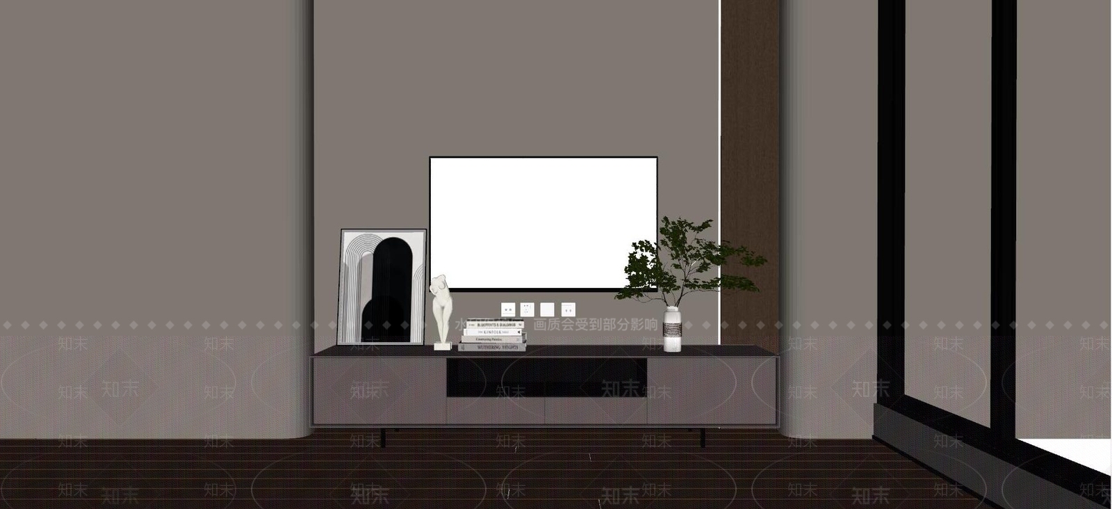 现代烤漆电视柜SU模型下载【ID:1124119744】
