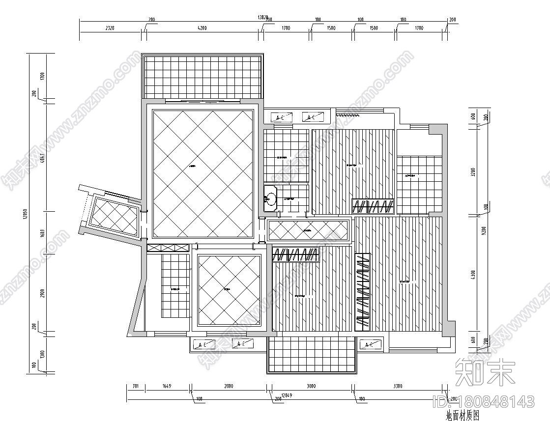 简欧风格125㎡住宅装修施工图设计cad施工图下载【ID:180848143】