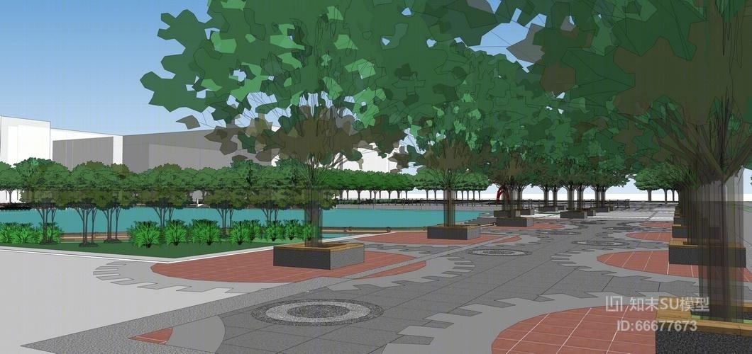 现代公园景观设计SU模型下载【ID:66677673】