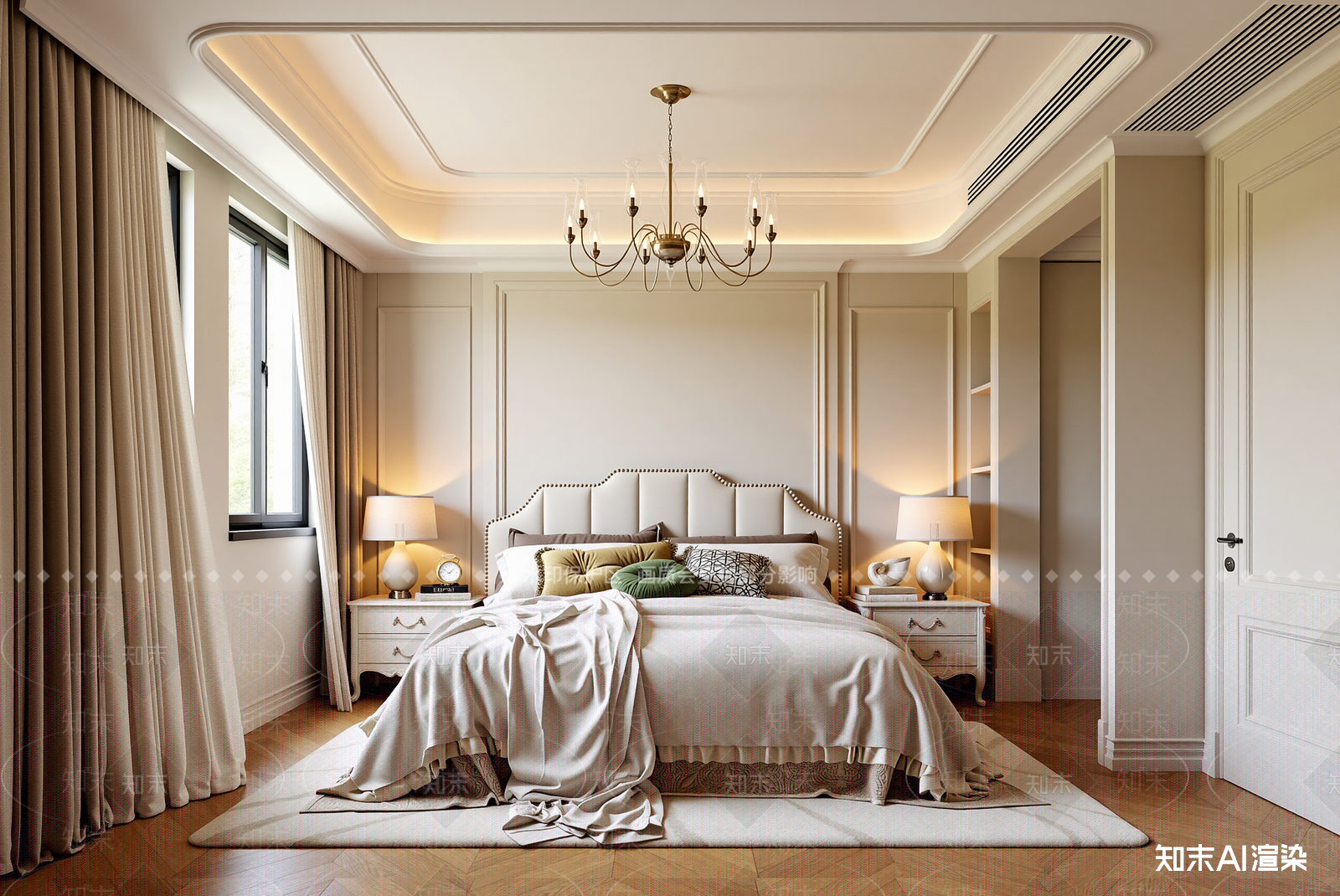 美式酒店客房3D模型下载【ID:1214653681】