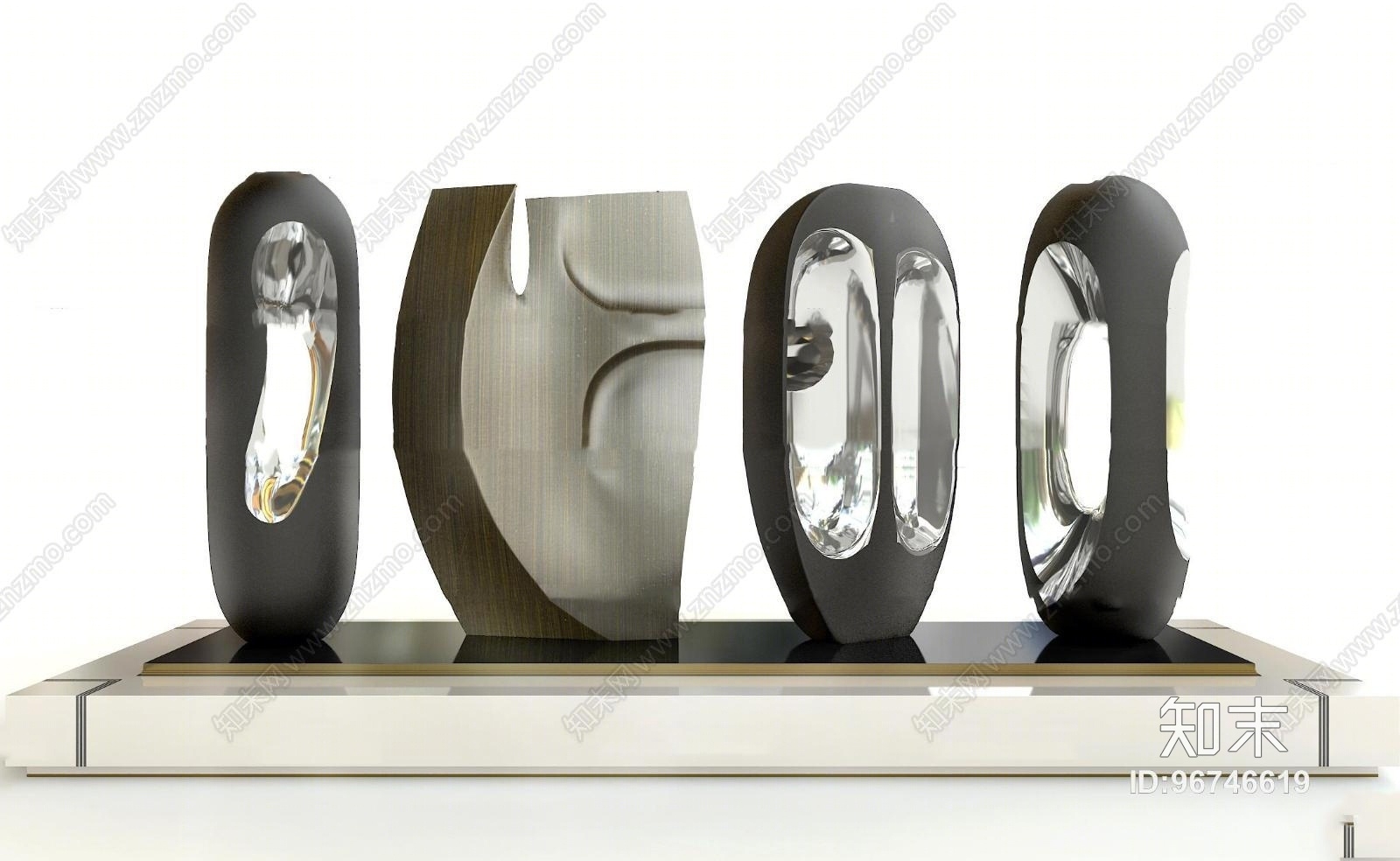 现代金属摆件组合3D模型下载【ID:96746619】
