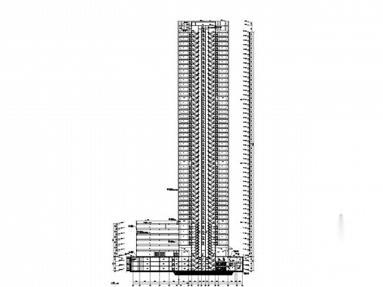 [武汉]某48层商业综合体建筑施工图（202米）cad施工图下载【ID:166059158】