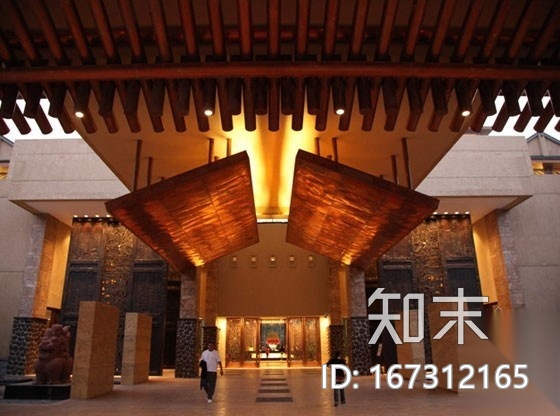 五星主题酒店入口设计施工图（含实景）cad施工图下载【ID:167312165】
