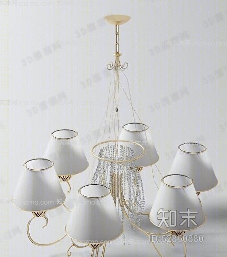 欧式简约铁艺吊灯3D模型下载【ID:52850880】