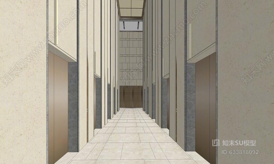 现代大堂室内设计SU模型下载【ID:633818092】