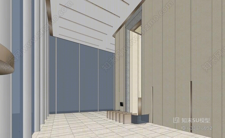 现代大堂室内设计SU模型下载【ID:633818092】
