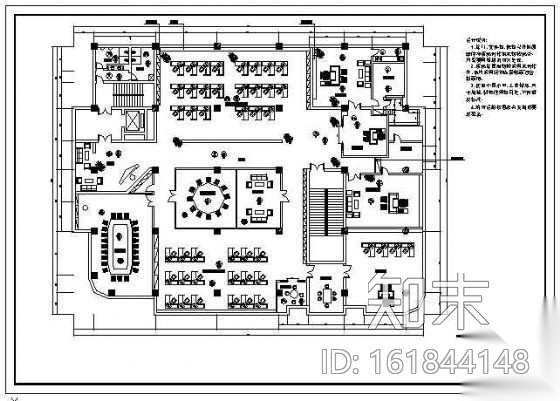 电信办公楼装饰设计图cad施工图下载【ID:161844148】