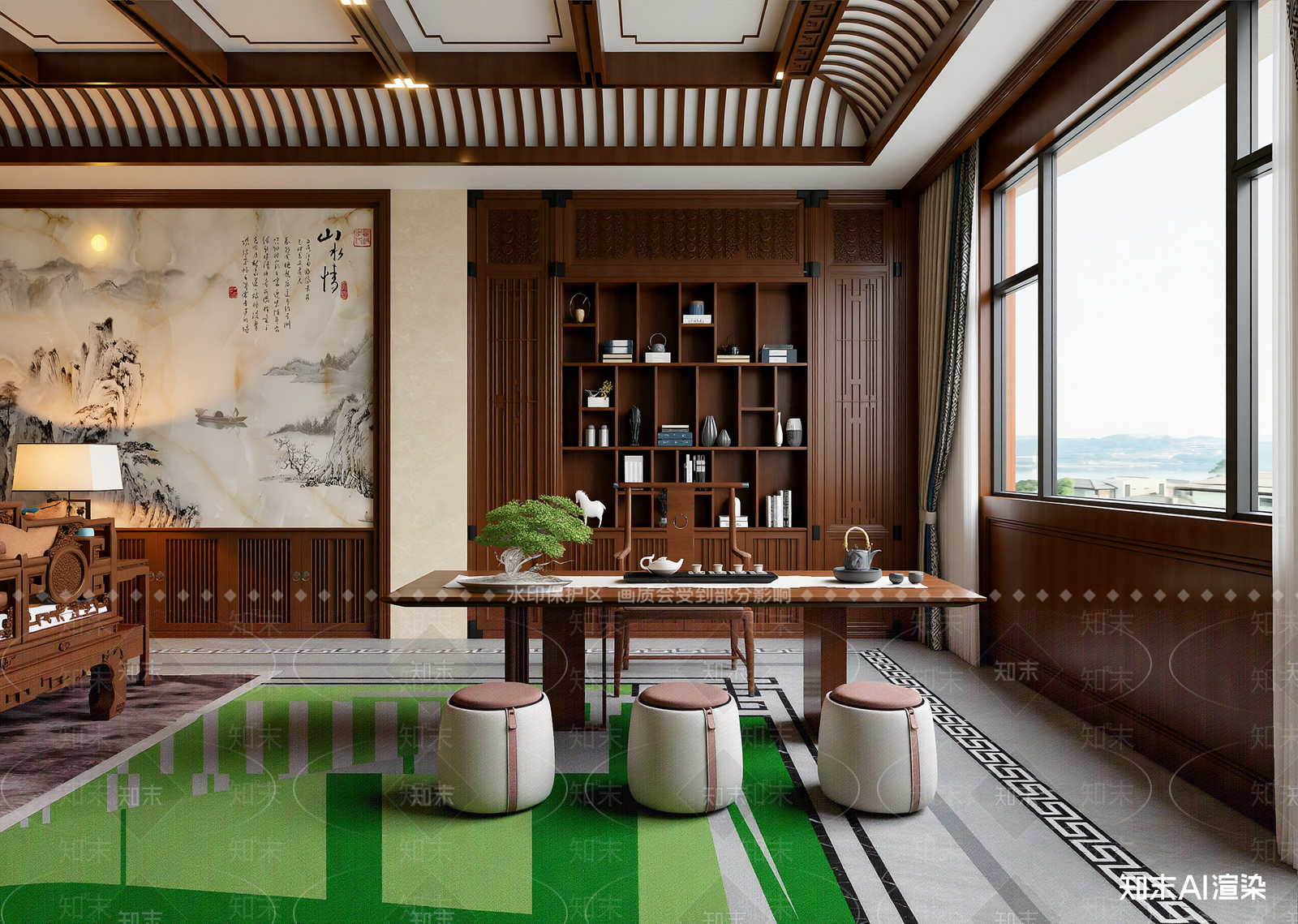 中式茶室3D模型下载【ID:1214649257】