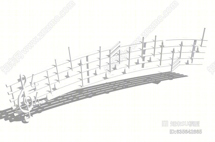 音符雕塑SU模型下载【ID:635642665】