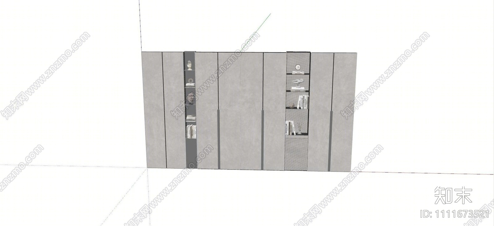 现代书柜书架装饰柜SU模型下载【ID:1111673521】