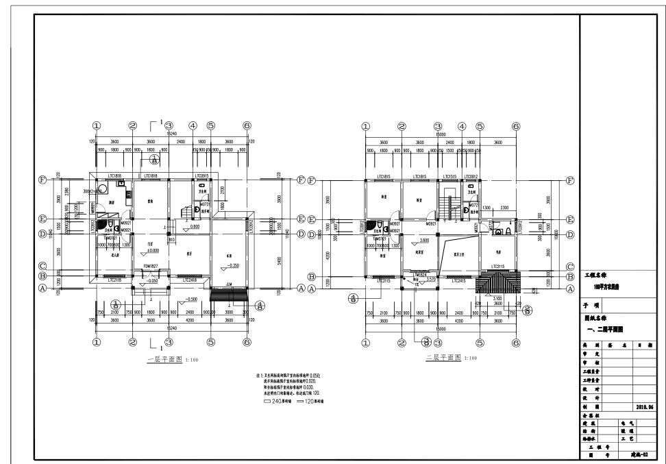 三层砖混结构新农村独栋别墅建筑设计（包含效果图+施工...施工图下载【ID:168112172】