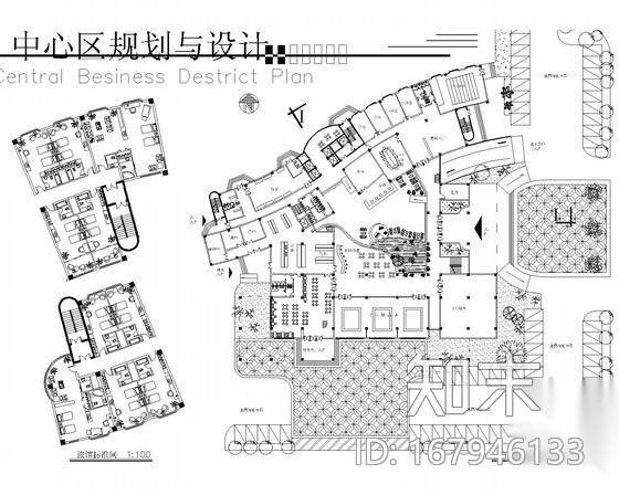 某商业区规划及单体建筑方案图cad施工图下载【ID:167946133】