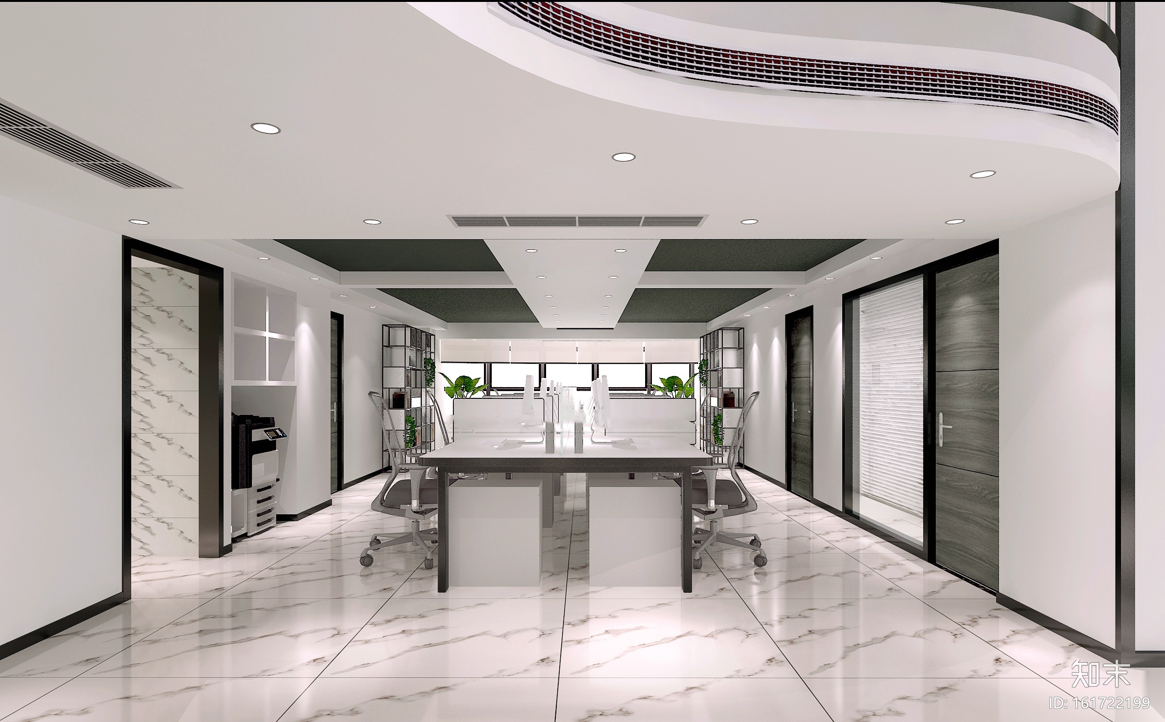 圣士达办公室装饰设计施工图+3D模型+效果图cad施工图下载【ID:161722199】