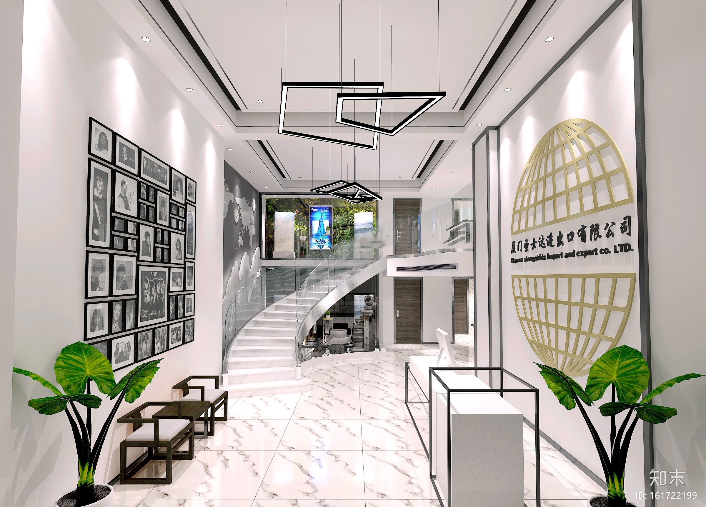 圣士达办公室装饰设计施工图+3D模型+效果图cad施工图下载【ID:161722199】