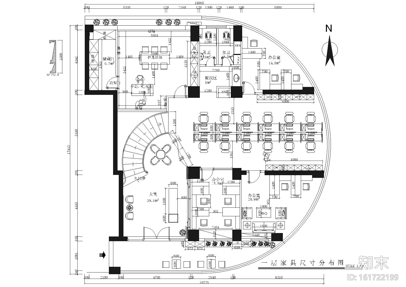 圣士达办公室装饰设计施工图+3D模型+效果图cad施工图下载【ID:161722199】