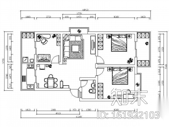 现代风格三居室设计方案（含效果）施工图下载【ID:161922103】