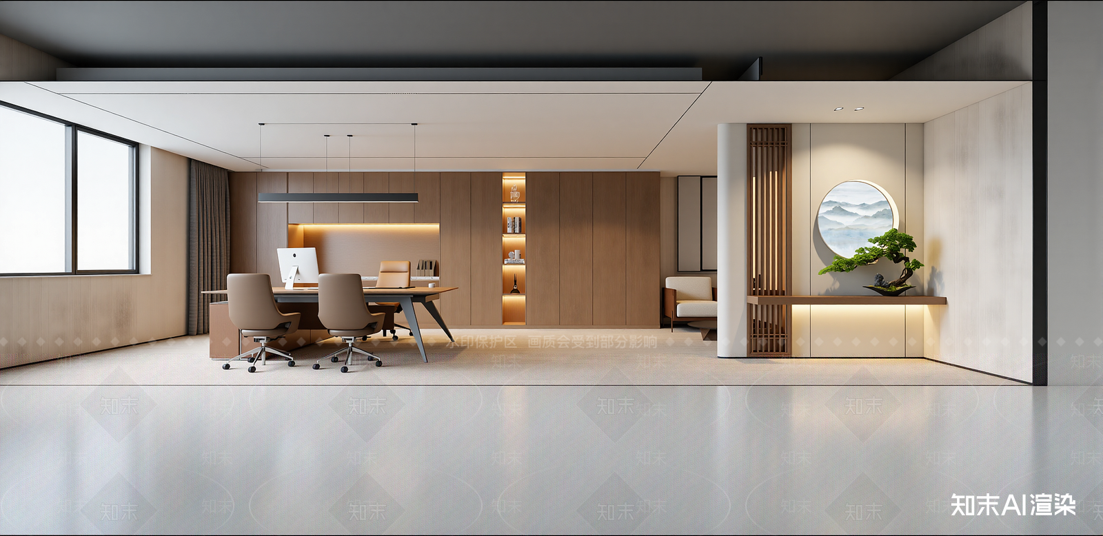新中式办公室SU模型下载【ID:1216002375】