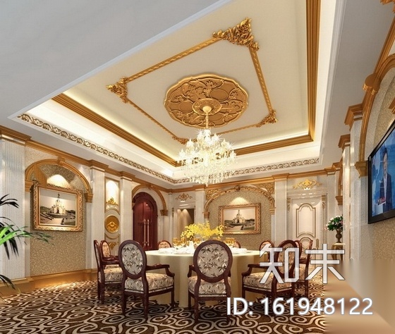 [天津]五星级婚宴酒店大宴会厅包间施工图（含效果）cad施工图下载【ID:161948122】