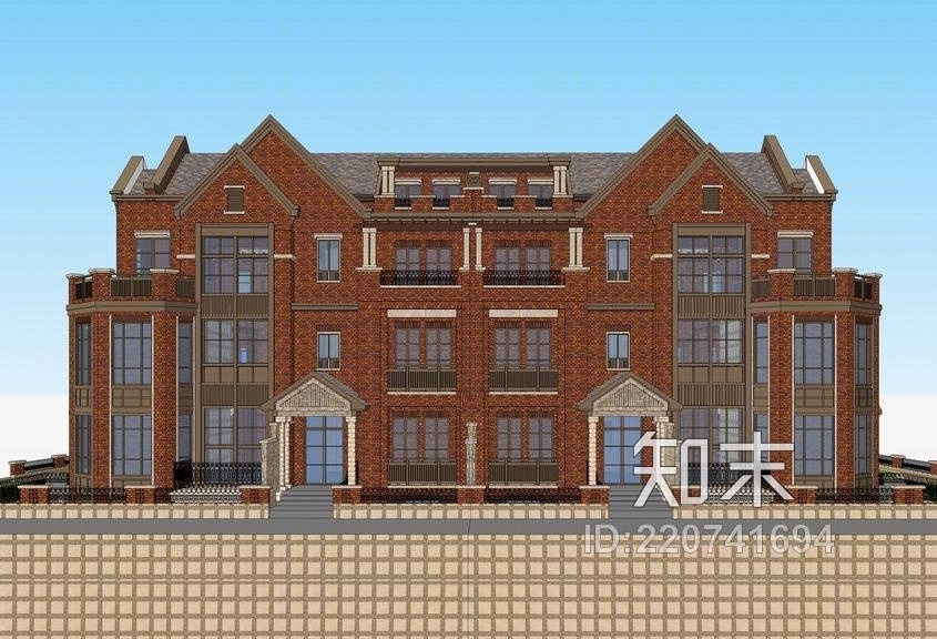 英式别墅SU模型下载【ID:220741694】