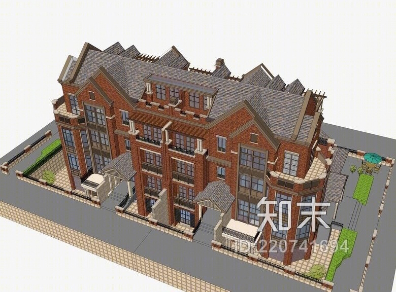 英式别墅SU模型下载【ID:220741694】