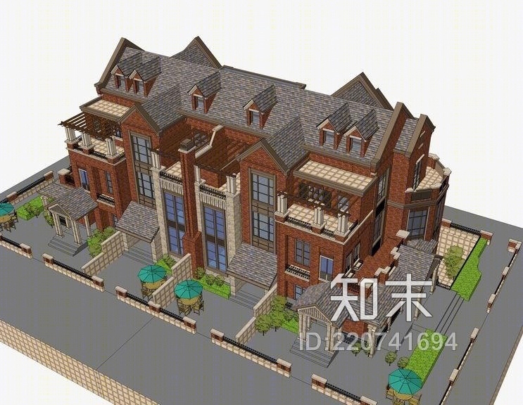 英式别墅SU模型下载【ID:220741694】