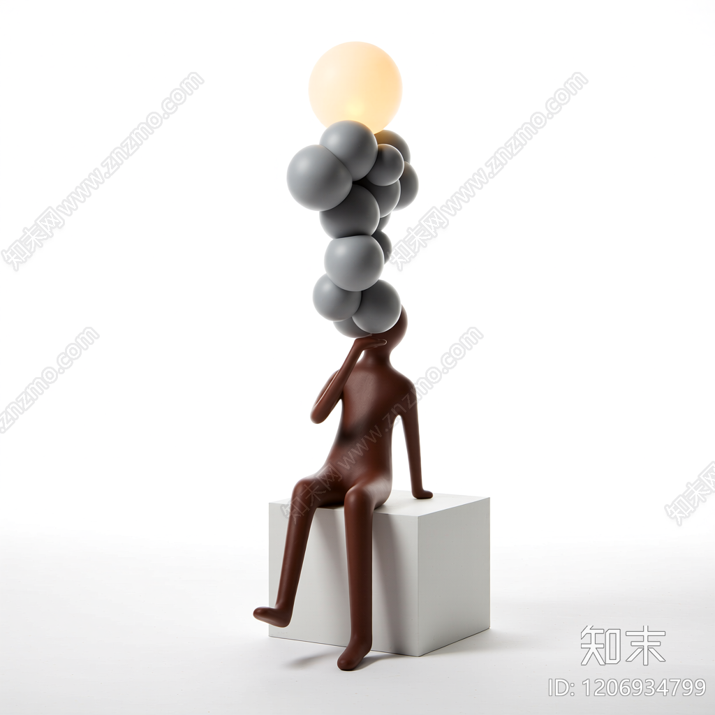 人物吹泡泡雕塑3D模型下载【ID:1206934799】