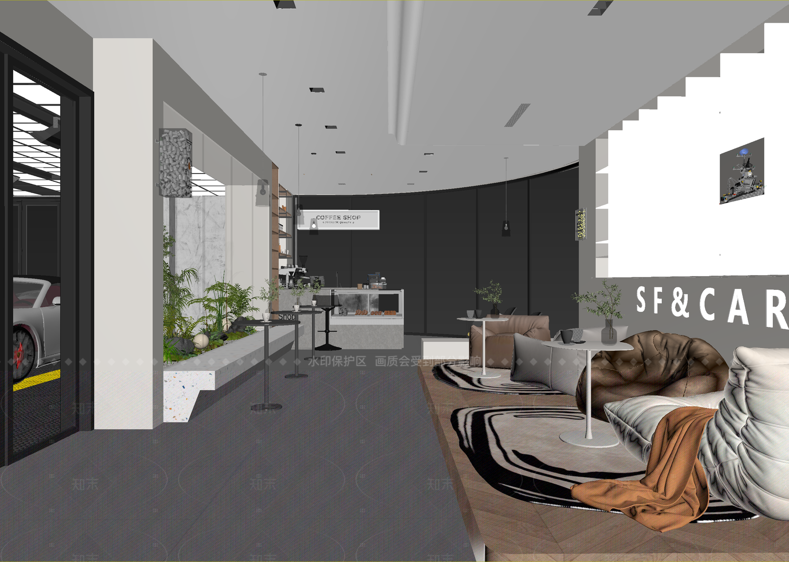现代咖啡厅3D模型下载【ID:1214927632】