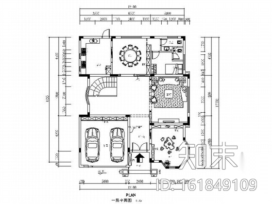 [广东]温馨现代风格两层别墅室内装修施工图（含效果）cad施工图下载【ID:161849109】