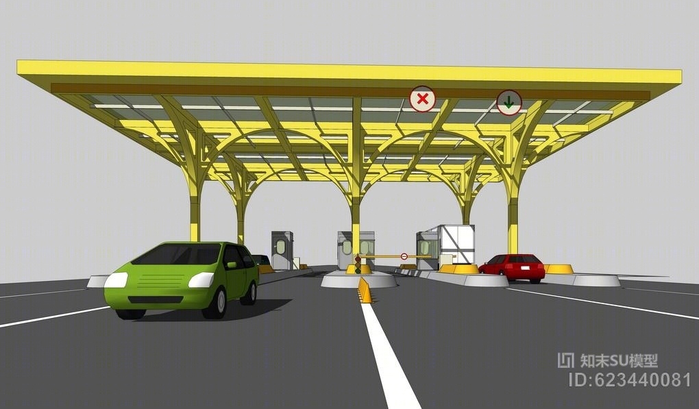 高速公路收费站SU模型下载【ID:623440081】