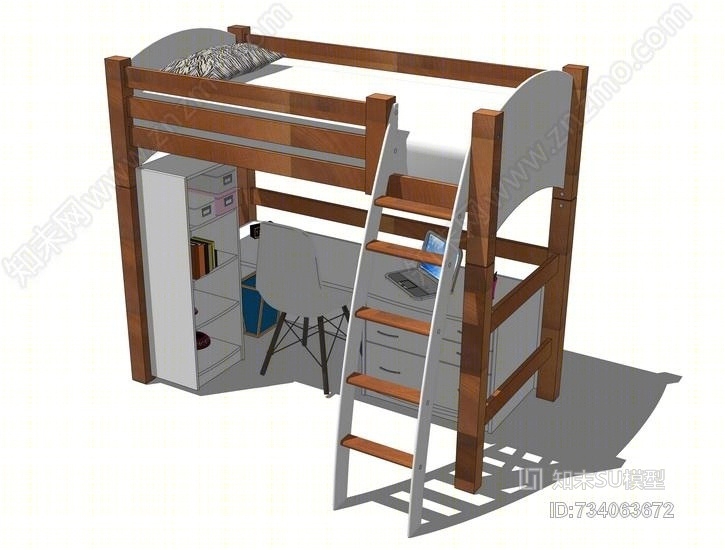 现代儿童高低床SU模型下载【ID:734063672】
