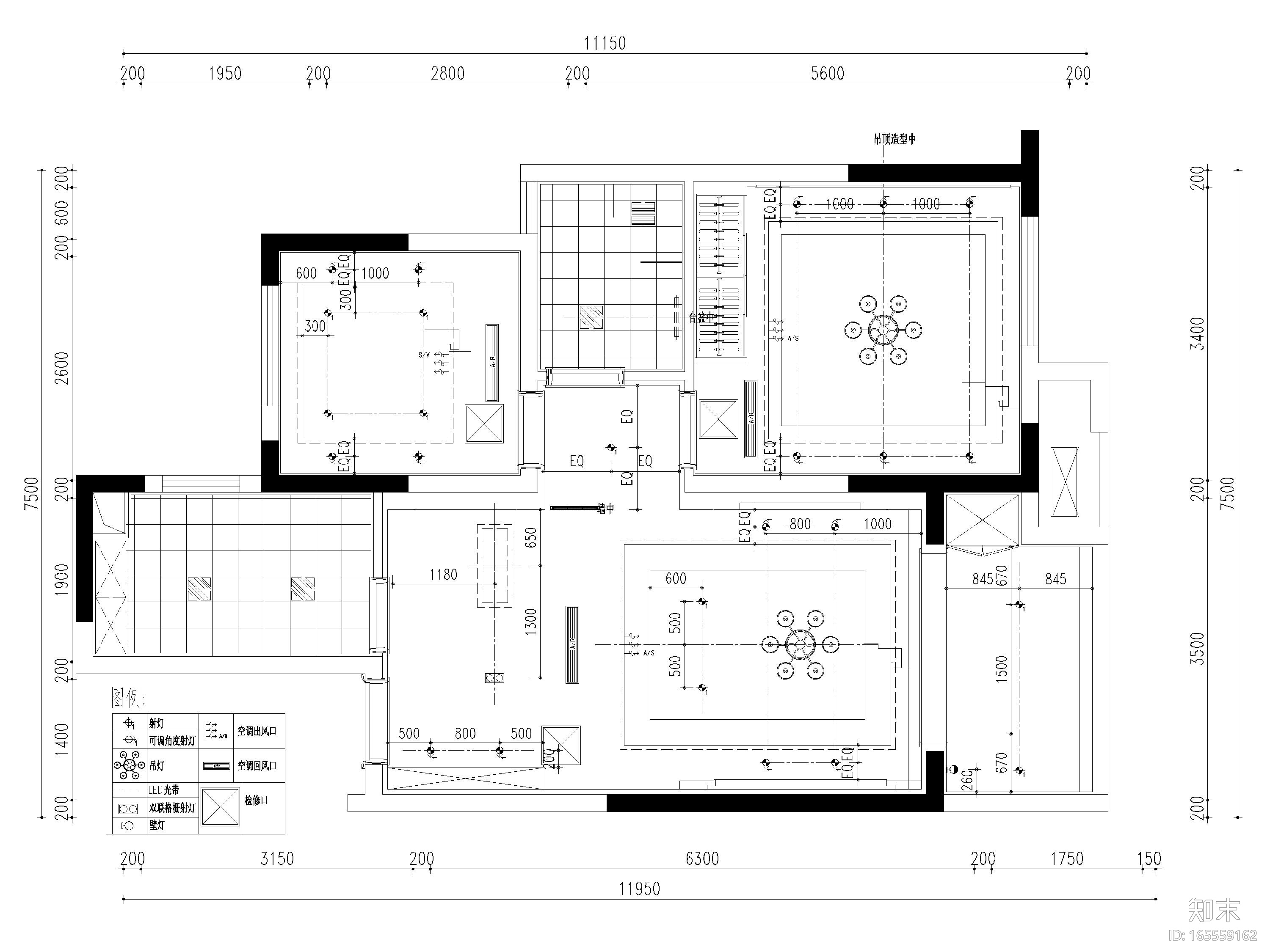 [江苏]85㎡现代两居室家装样板间设计施工图cad施工图下载【ID:165559162】