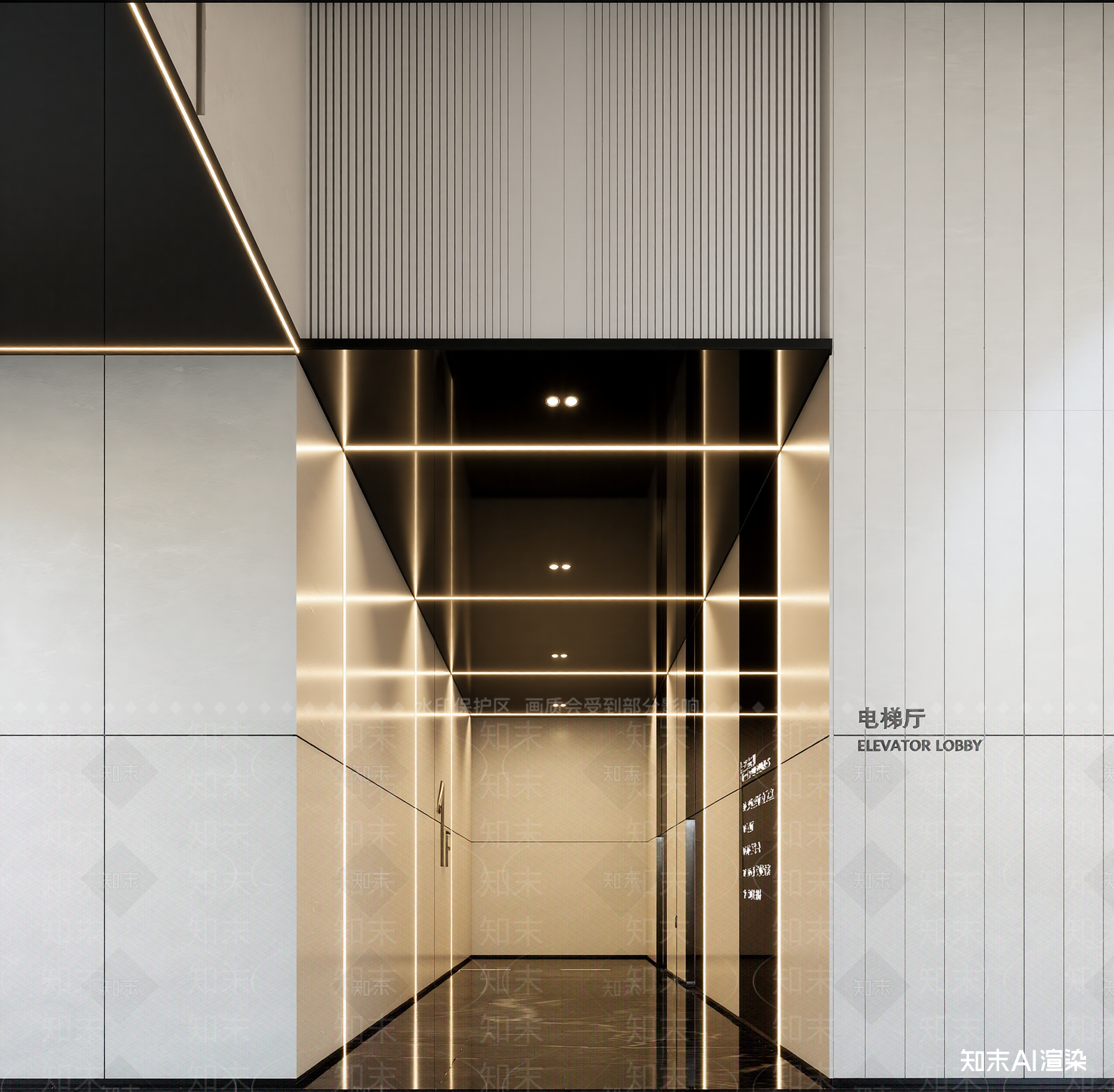 现代电梯间3D模型下载【ID:1214100010】