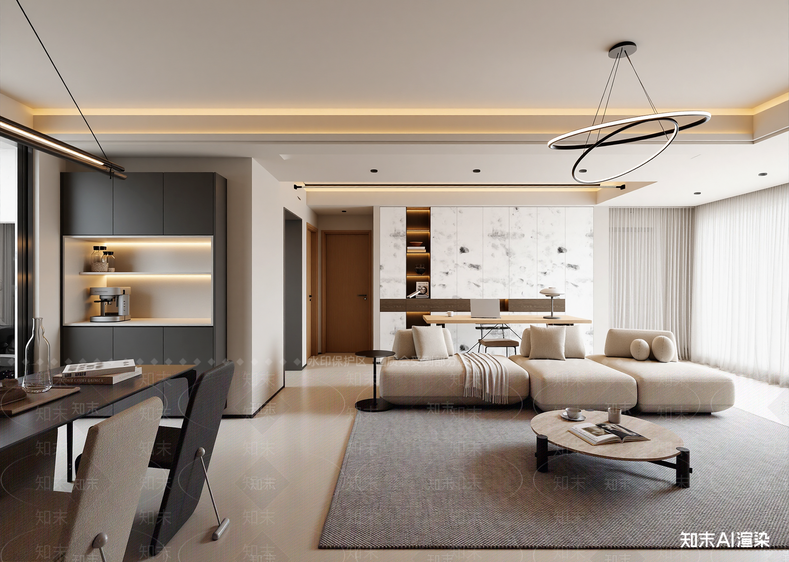 现代客餐厅3D模型下载【ID:1215071965】