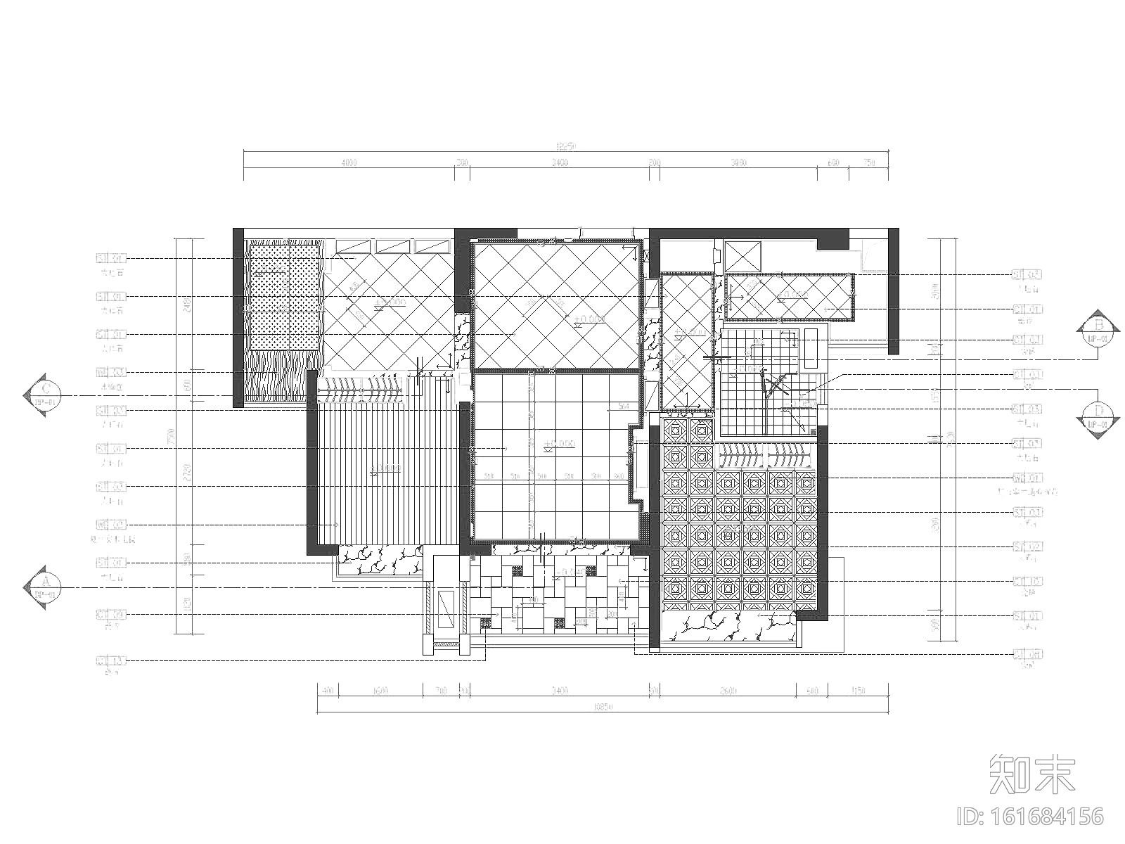 地中海风格三居室样板房室内装修全套施工图cad施工图下载【ID:161684156】