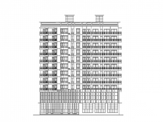 [合肥]某十一层商住楼建筑施工图(含干挂石材幕墙图)cad施工图下载【ID:165600168】