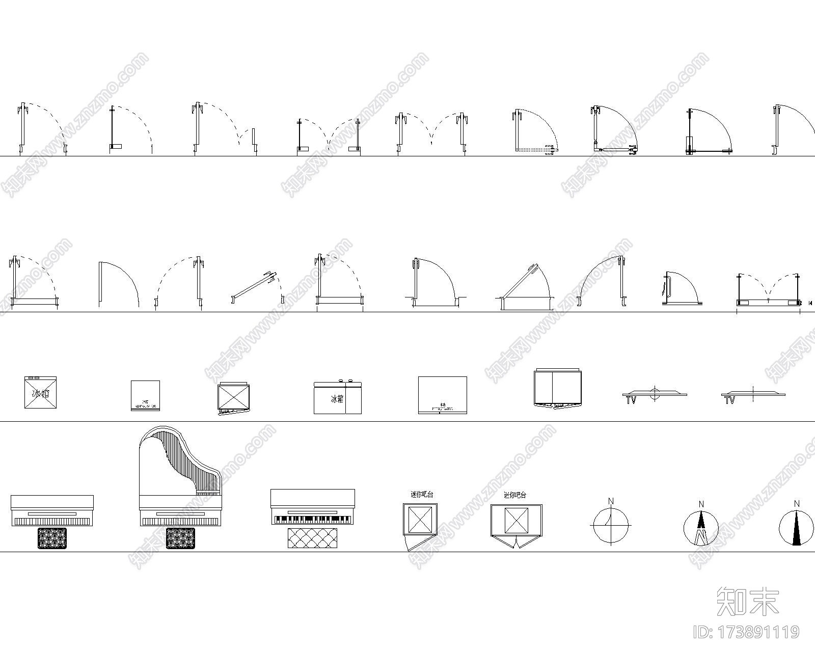 CAD动态块图库4施工图下载【ID:173891119】