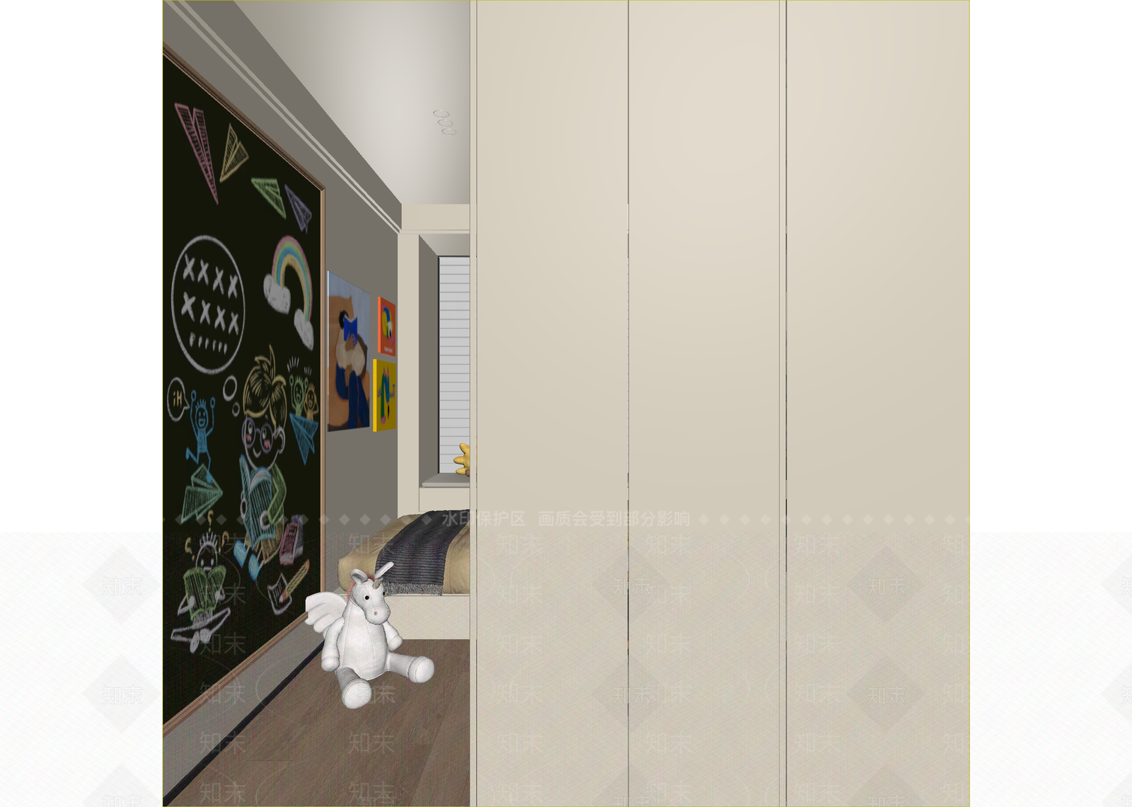 现代通用儿童房3D模型下载【ID:1215160499】