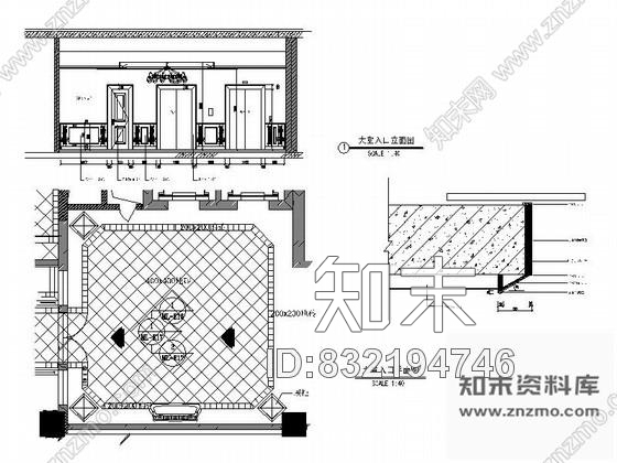 图块/节点大堂入口电梯间立面图cad施工图下载【ID:832194746】