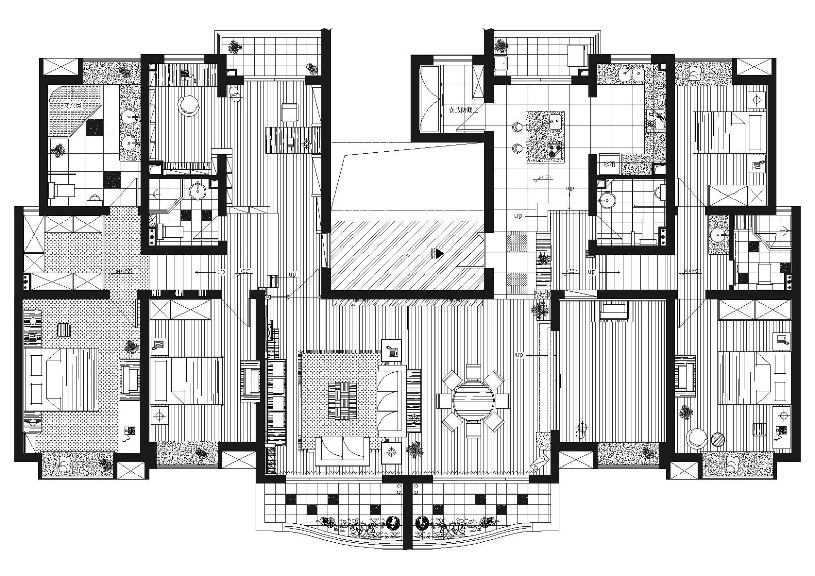 [上海]嘉丽豪园233㎡四居室样板间施工图cad施工图下载【ID:160701190】